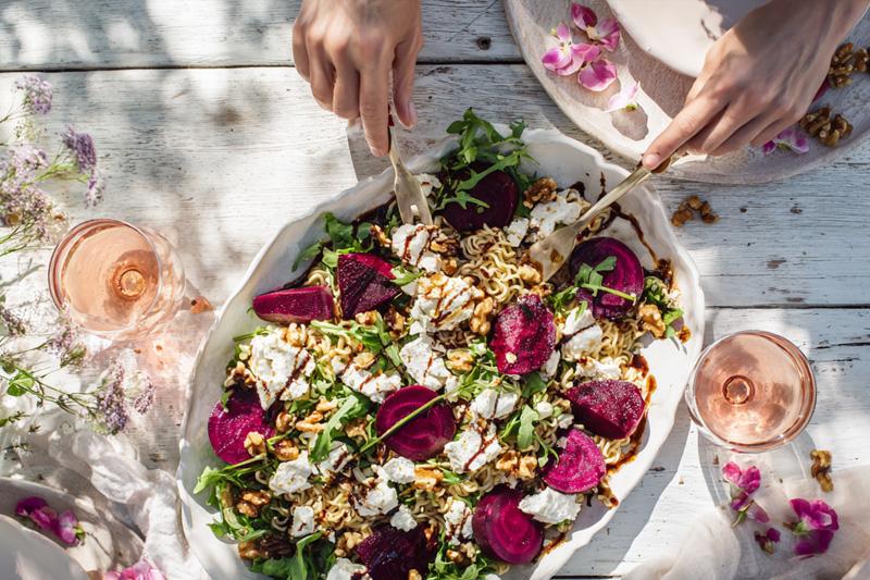 Beet & Goat Cheese Ramen Salad