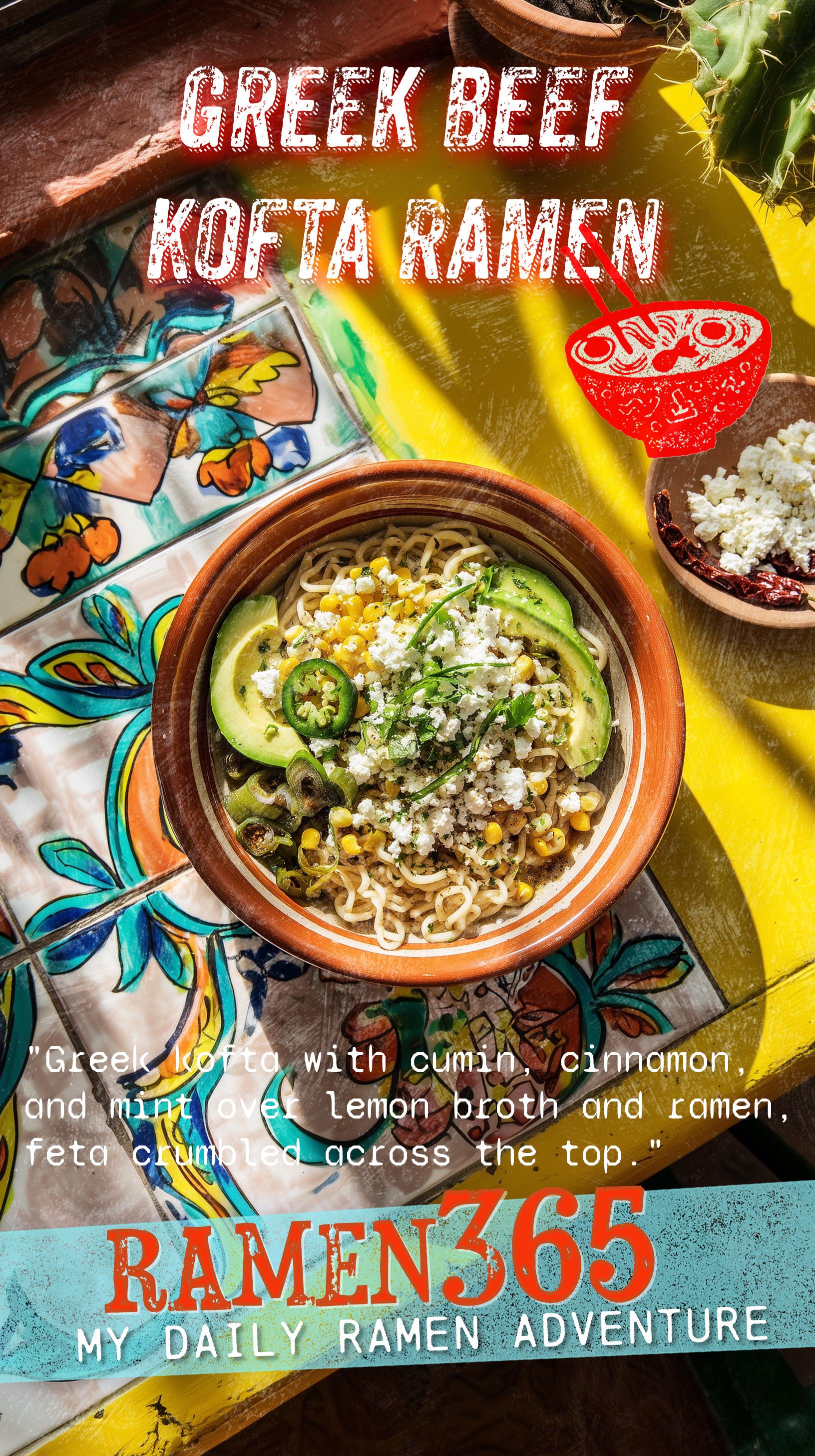 Greek Beef Kofta Ramen