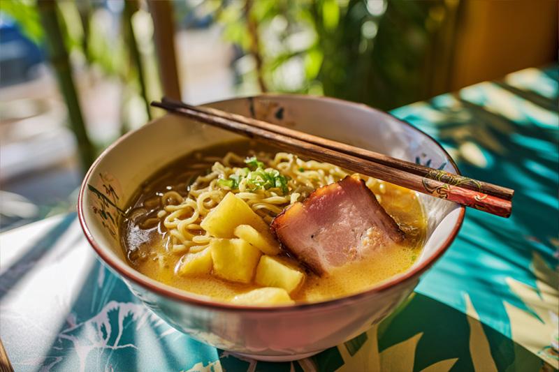 Honey-Glazed Ham Pineapple Ramen