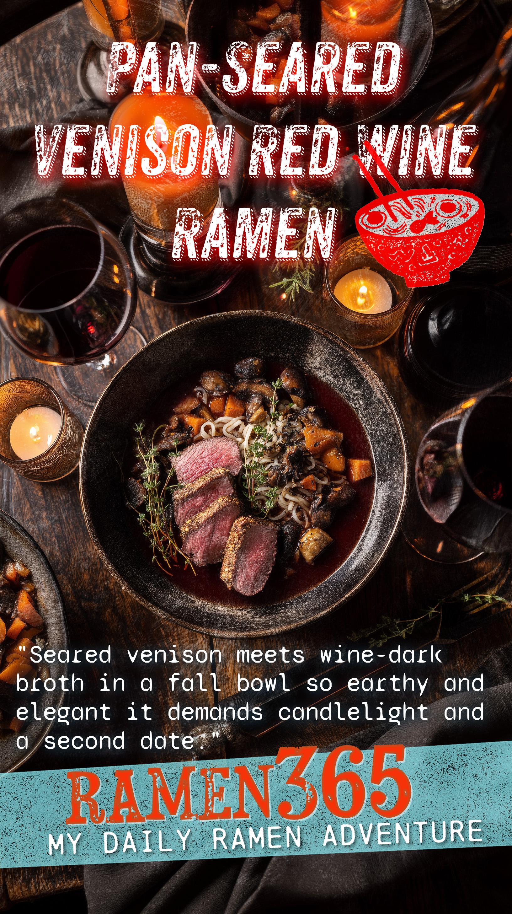 Pan-Seared Venison Red Wine Ramen