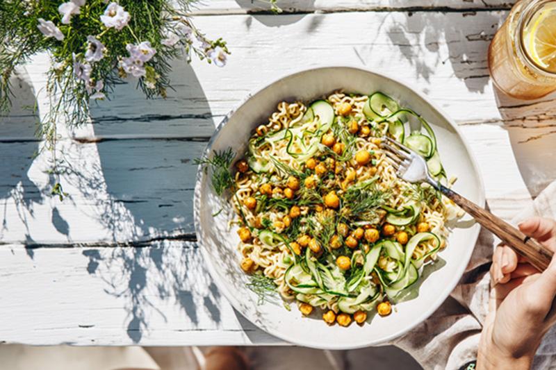 Crispy Chickpea Dill Ramen Salad