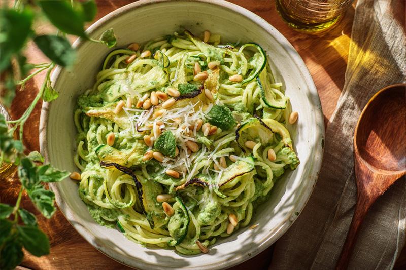 Grilled Zucchini Pesto Ramen