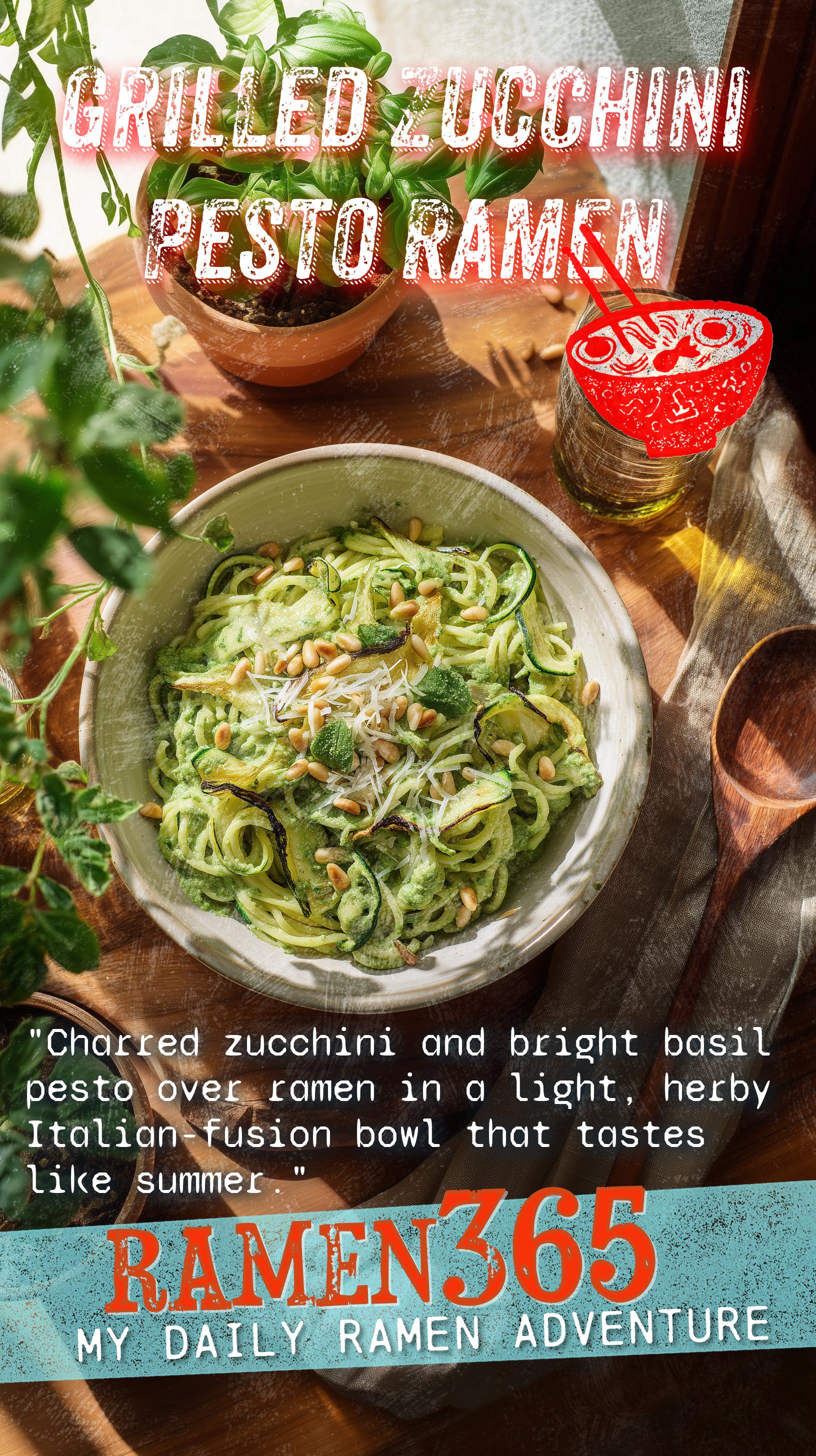 Grilled Zucchini Pesto Ramen
