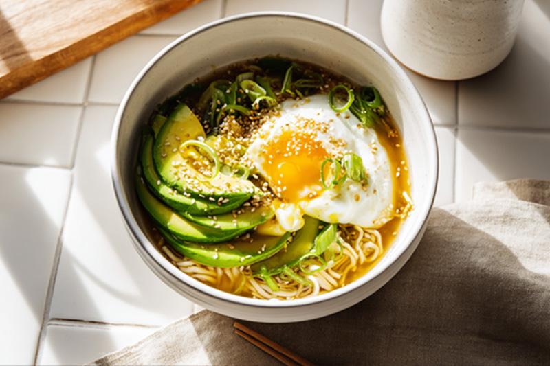 Poached Egg Avocado Breakfast Ramen